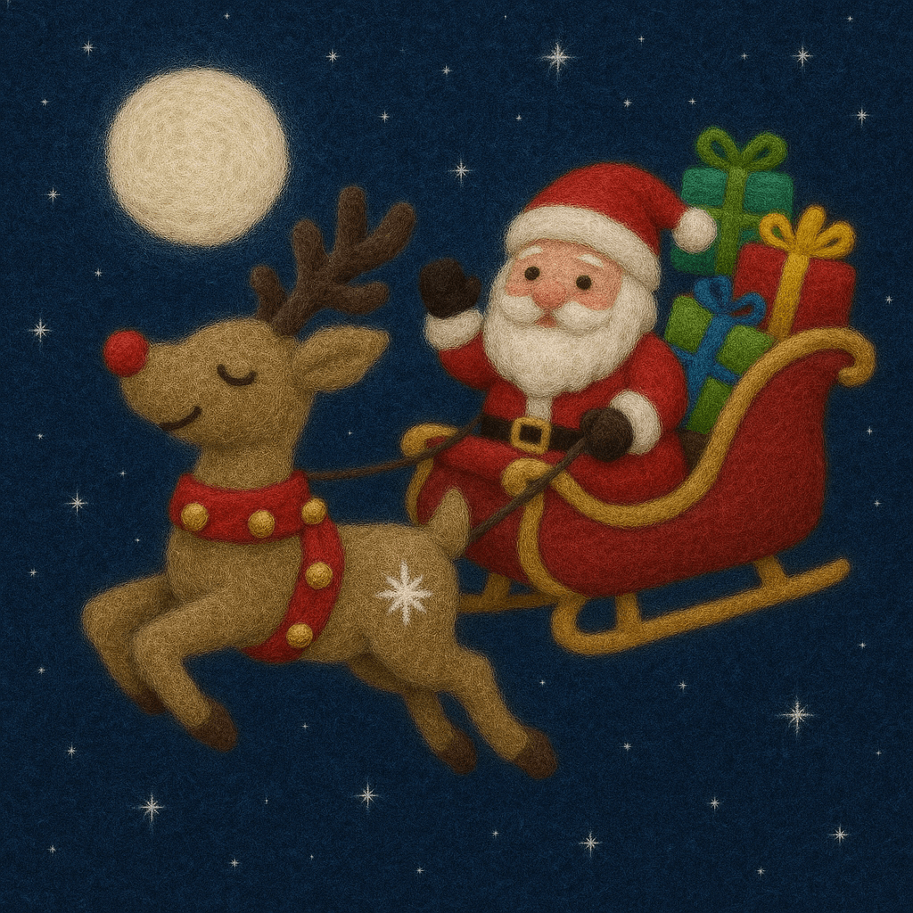 Filzanhänger Schlüsselanhänger Rentier mit Glocken Weihnachten - handgemacht aus 100% Wolle, beige, braun, rot.