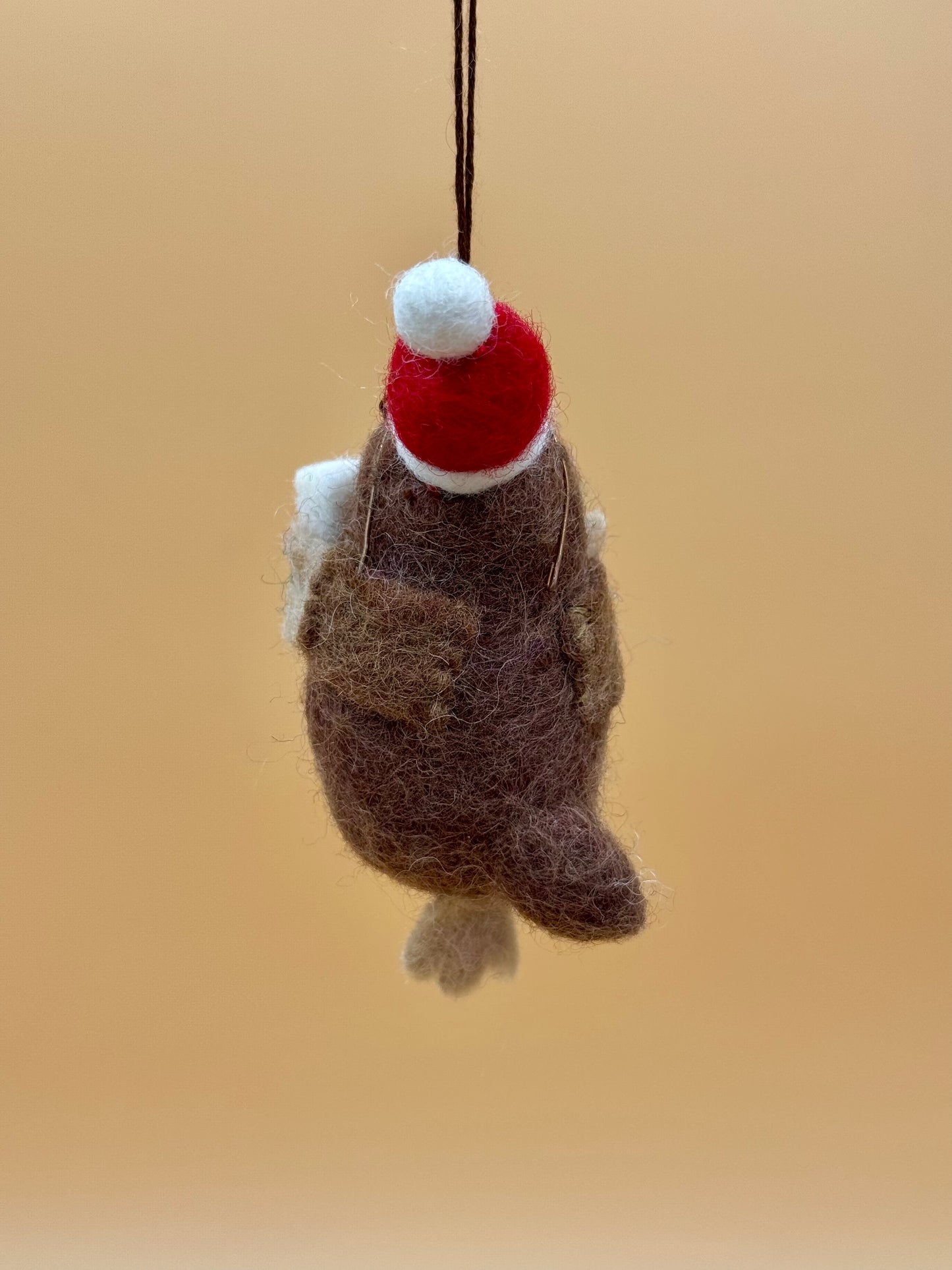 Filzanhänger Schlüsselanhänger Weihnachten Maulwurf mit Mütze und Brille