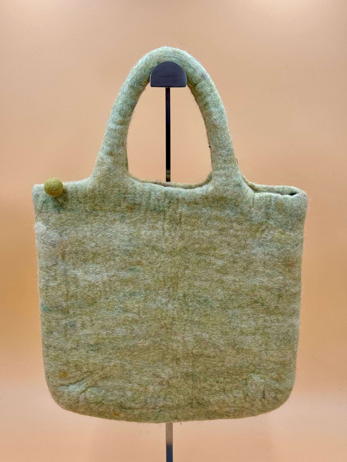 Handtasche Filztasche Size L Large Bag Katze mit Ballon aus 100% Wolle in Grün, handgemacht und individuell.
