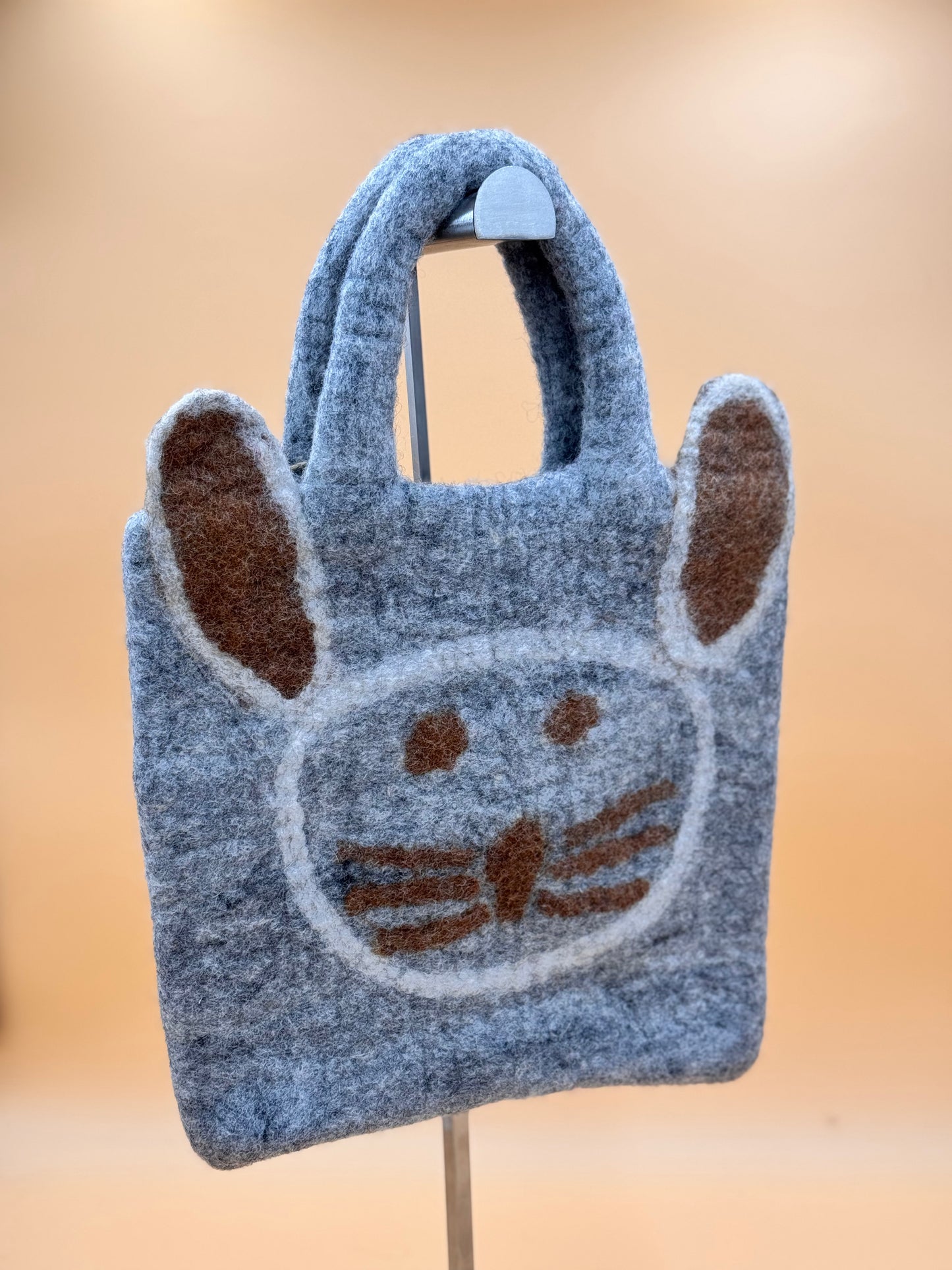 Handtasche Filztasche Size M Large Bag Katze grau