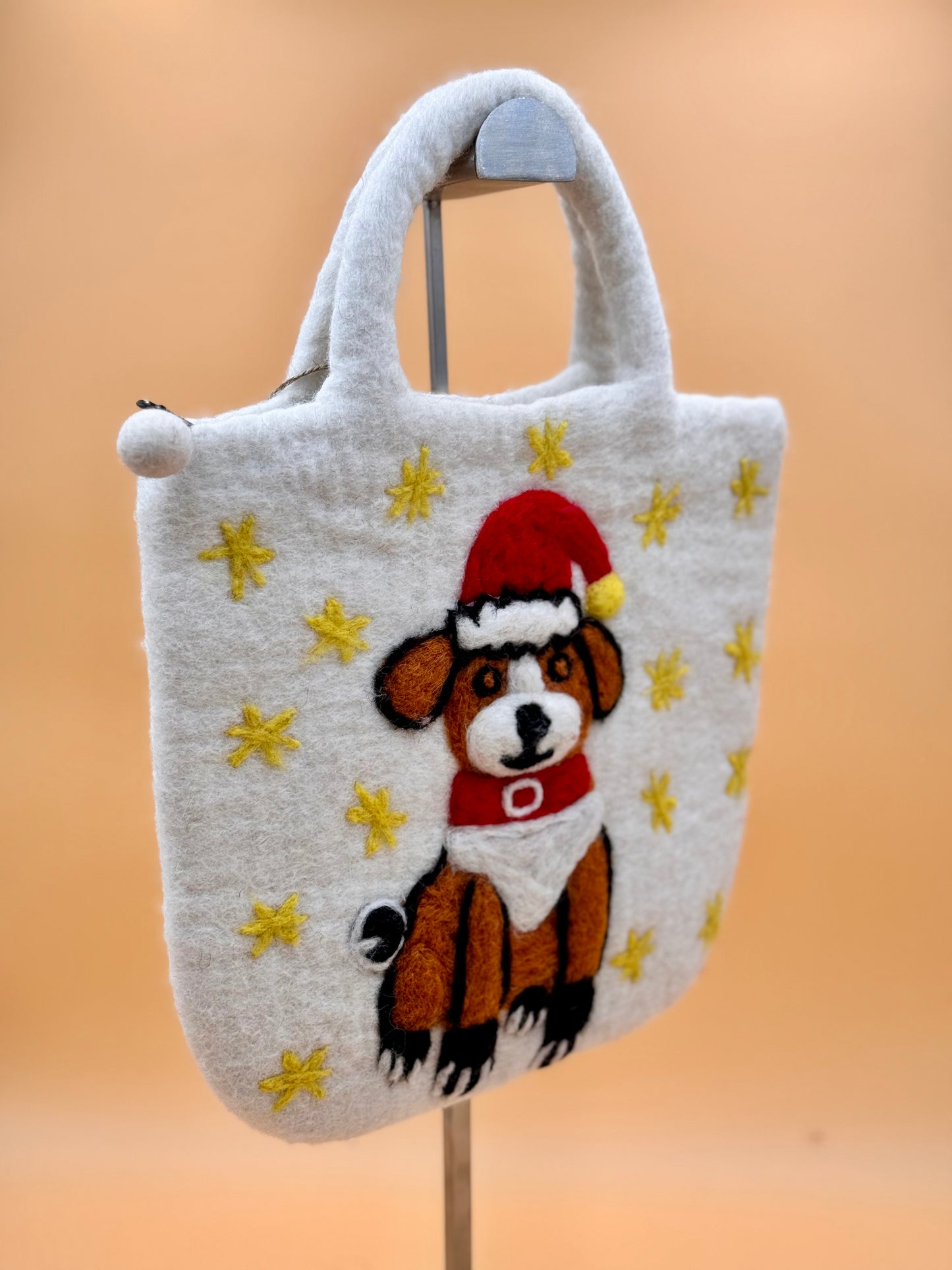 Handtasche Filztasche Size M Large Bag Weihnachten Hund weiß
