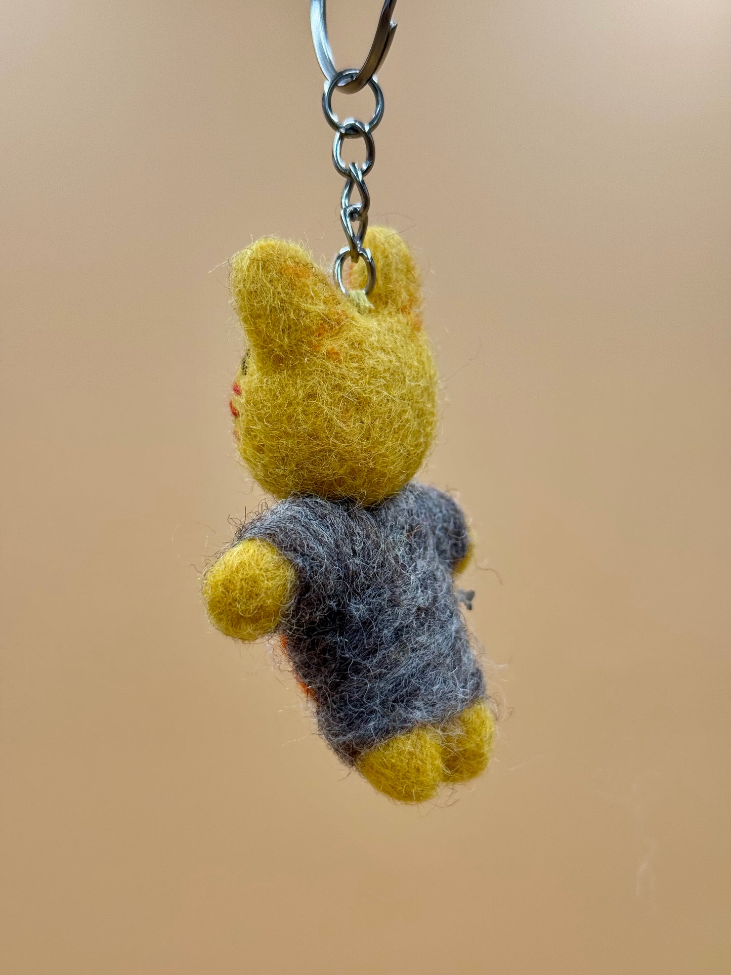 Filzanhänger Schlüsselanhänger kleine Katze gelb