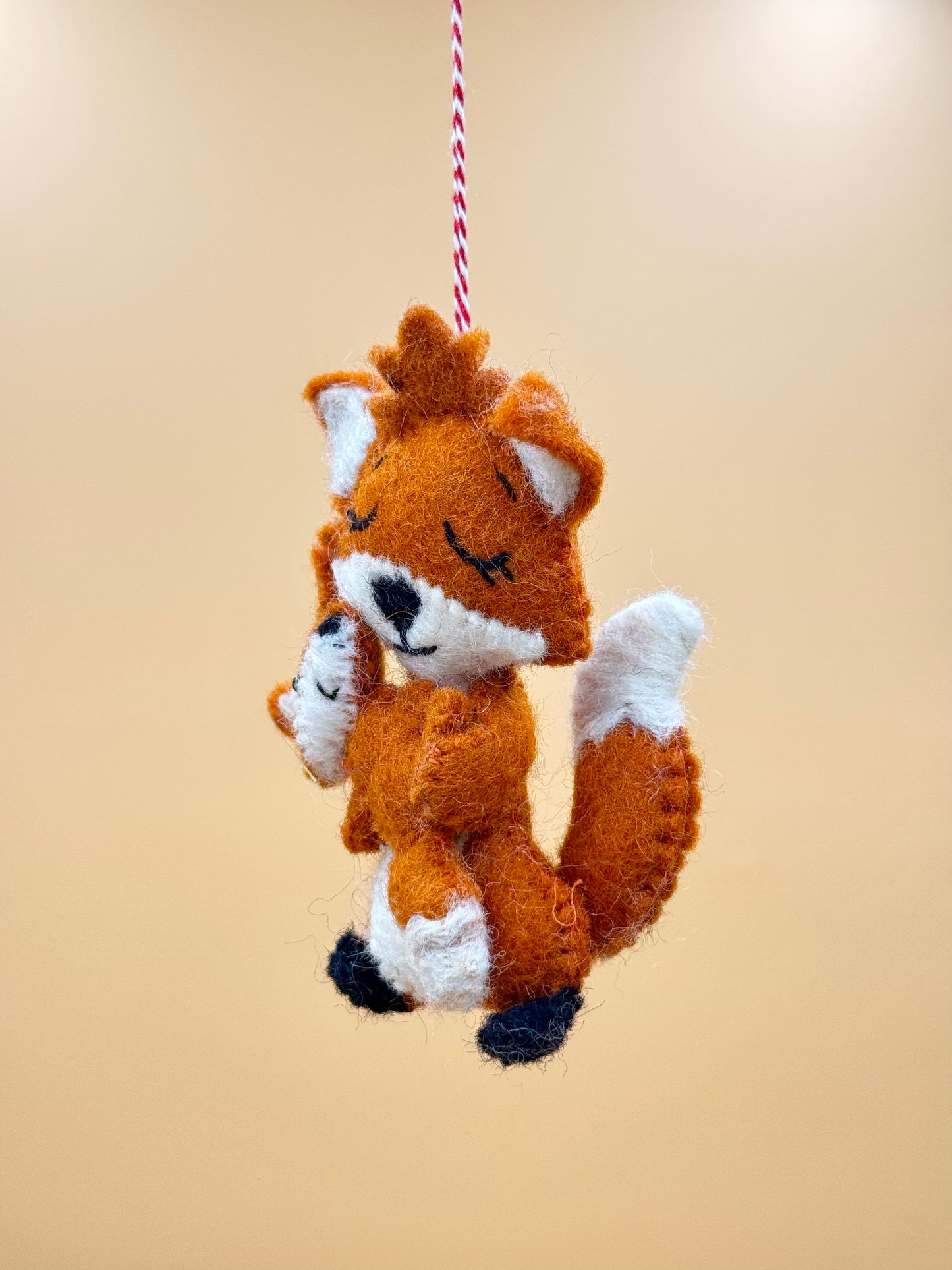 Filzanhänger Schlüsselanhänger Fuchs Mama mit Baby