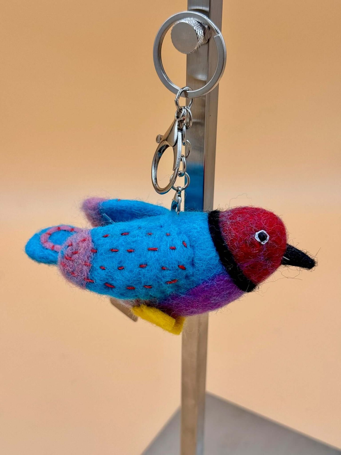 Filzanhänger Schlüsselanhänger Tier Vögel blau