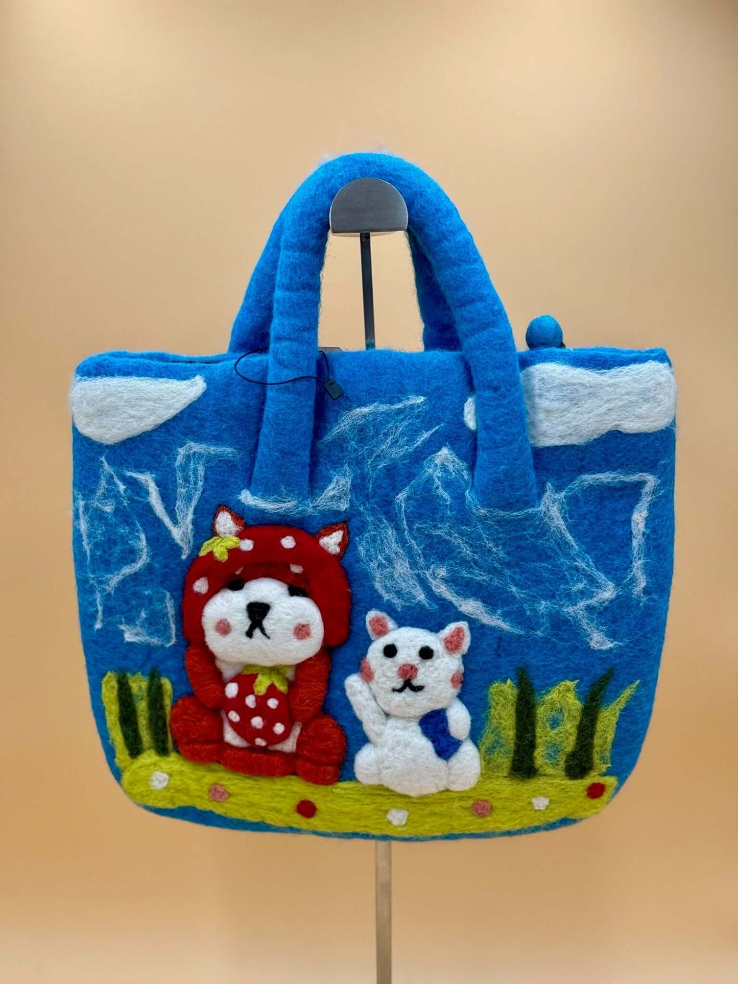 Handtasche Filztasche Size L Large Bag Hund mit Katze - urbanchameleonberlin