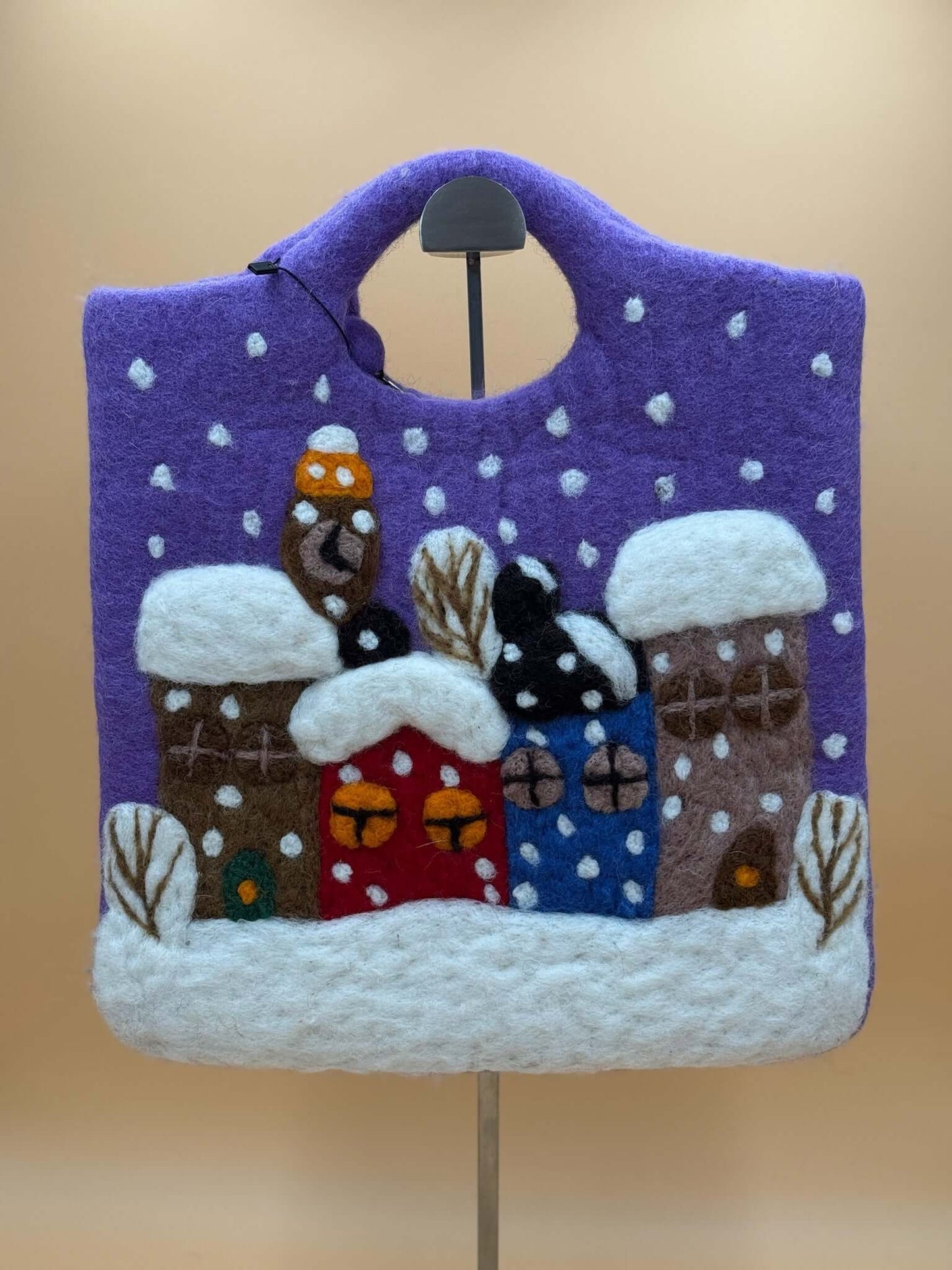 Handtasche Filztasche Size L Large Bag Schnee Häuse - urbanchameleonberlin