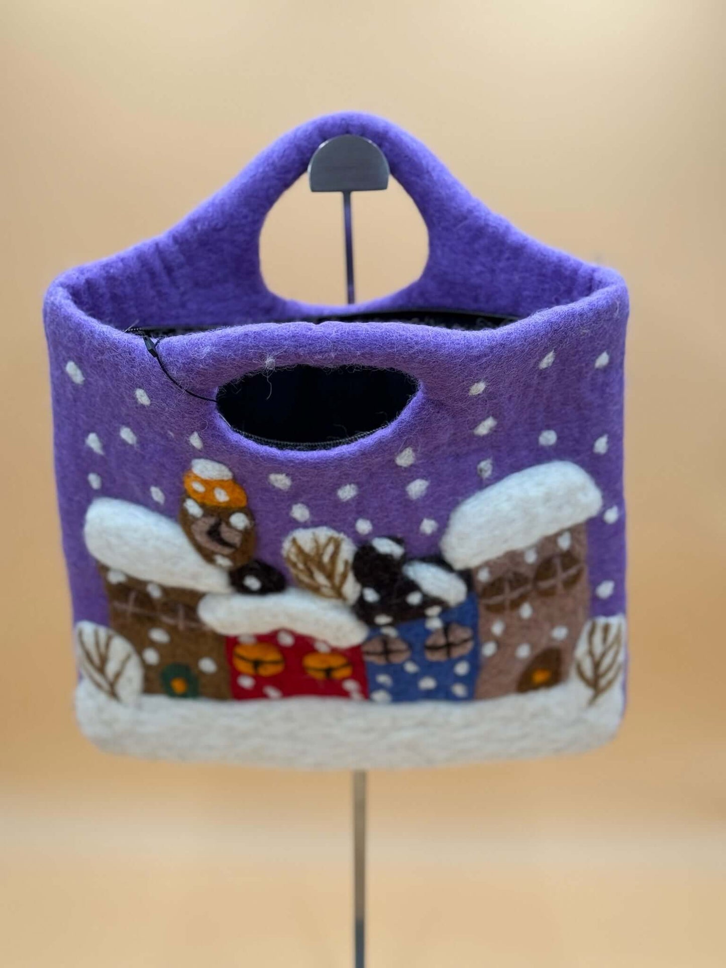 Handtasche Filztasche Size L Large Bag Schnee Häuse - urbanchameleonberlin