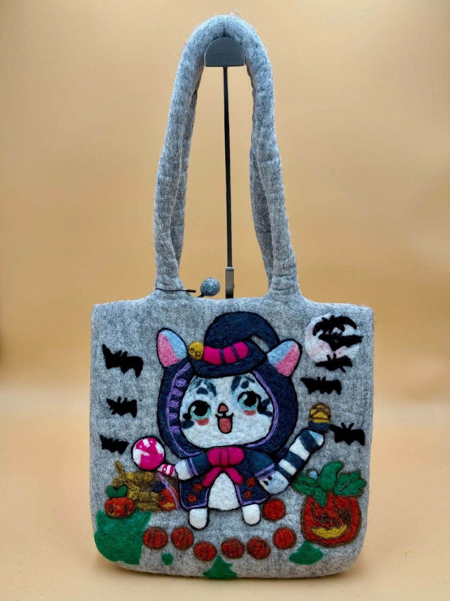 Schultertasche Filztasche Size L Shopper Zauberkatze - urbanchameleonberlin