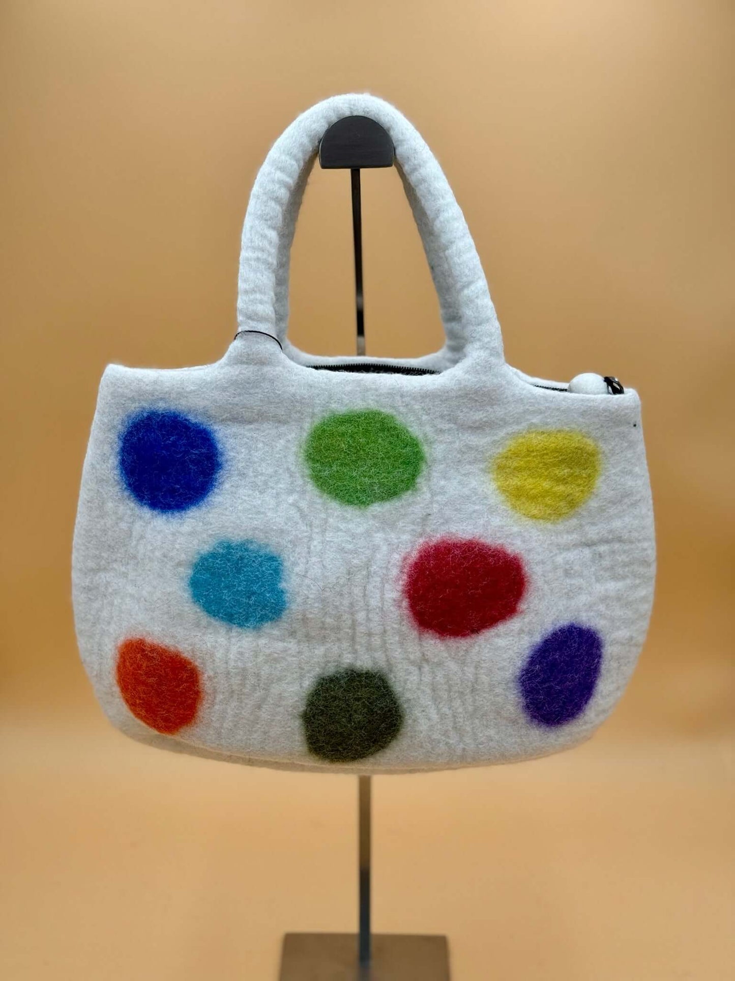 Handtasche Filztasche Size L Totes Bag bunte Punkte - urbanchameleonberlin