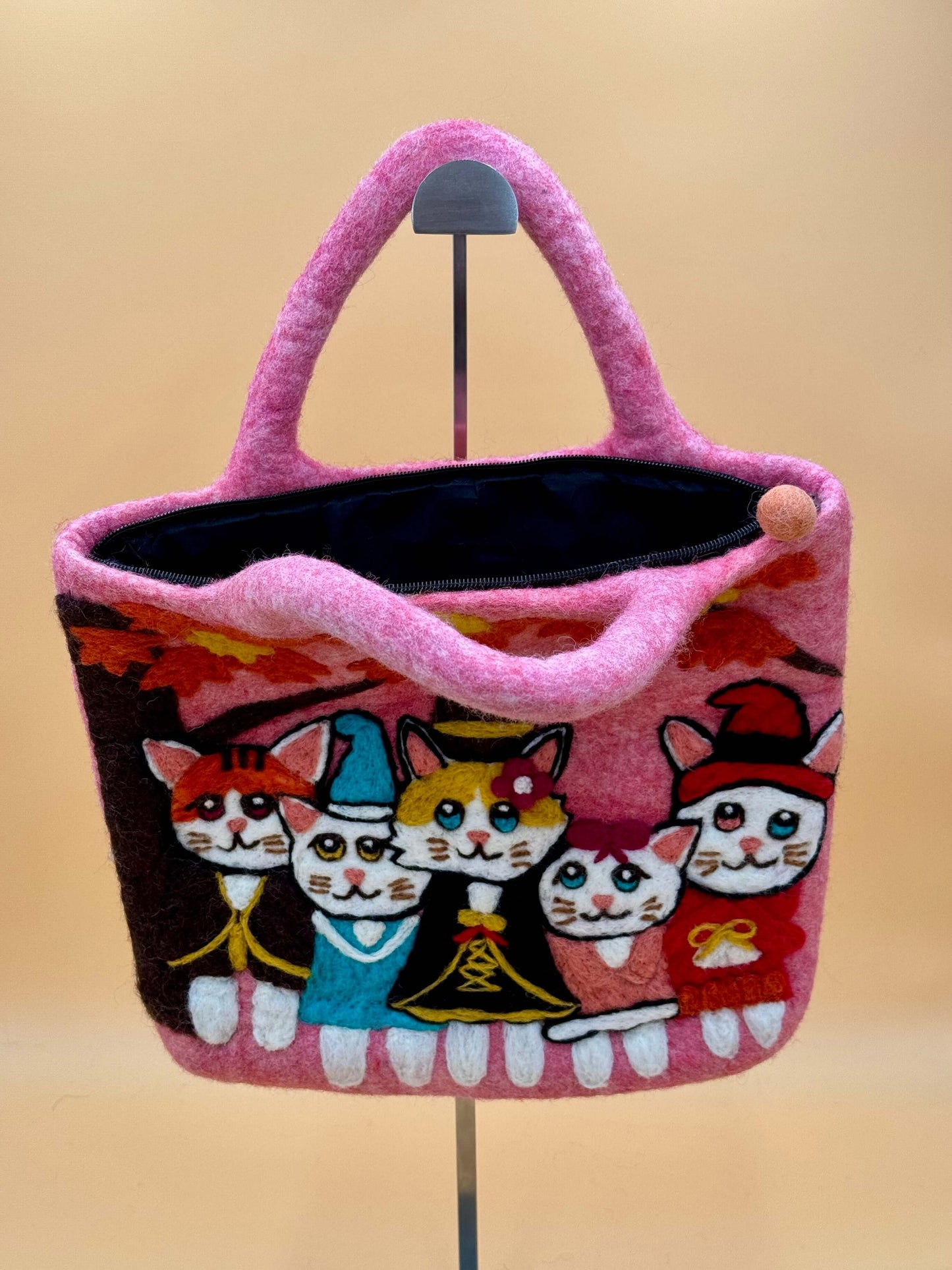 Handtasche Filztasche Size L Large Bag 5 Zauberkatzen - urbanchameleonberlin