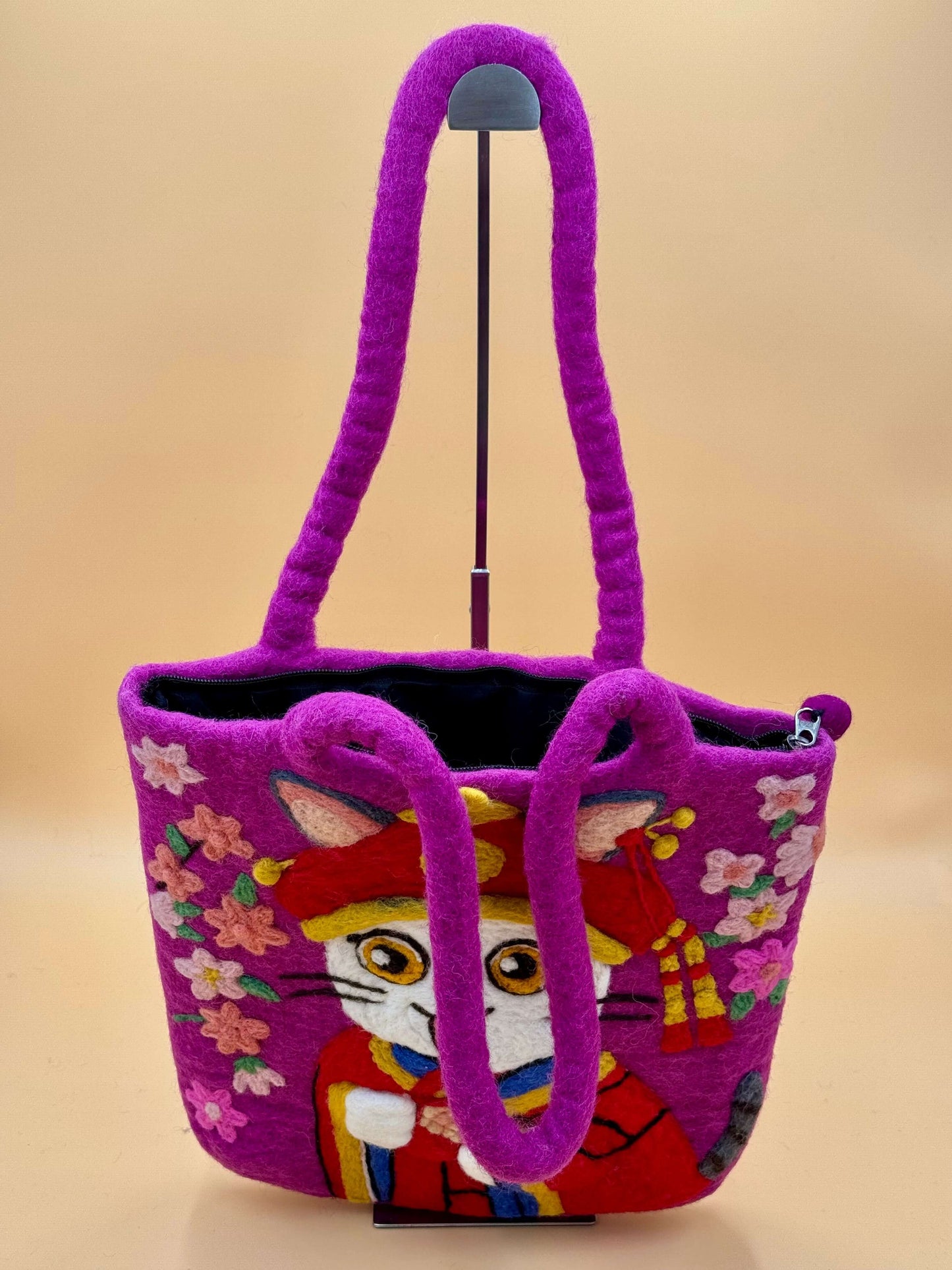 Schultertasche Filztasche Size L Shopper Katze - urbanchameleonberlin