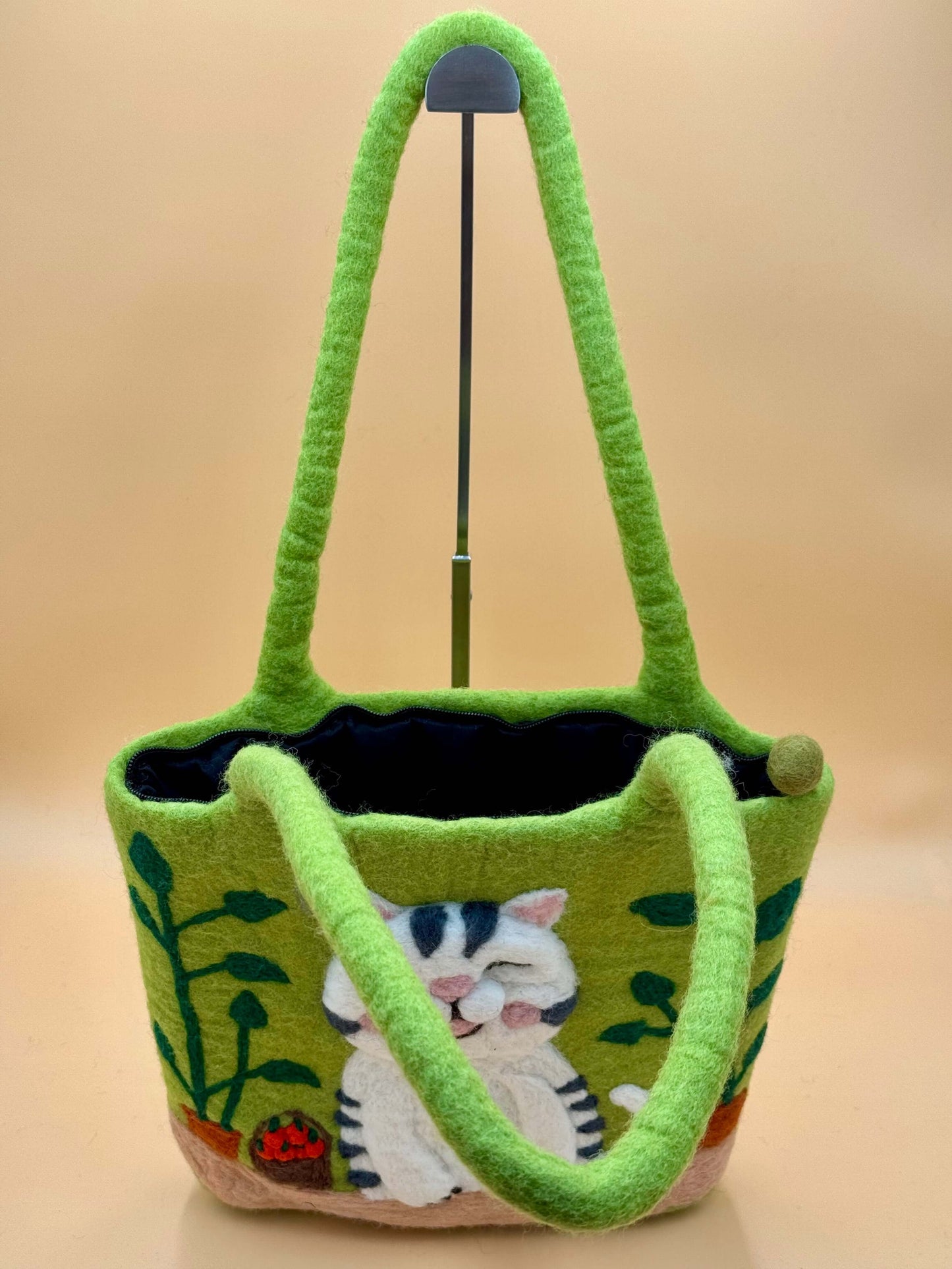 Schultertasche Filztasche Size L Shopper Katze - urbanchameleonberlin