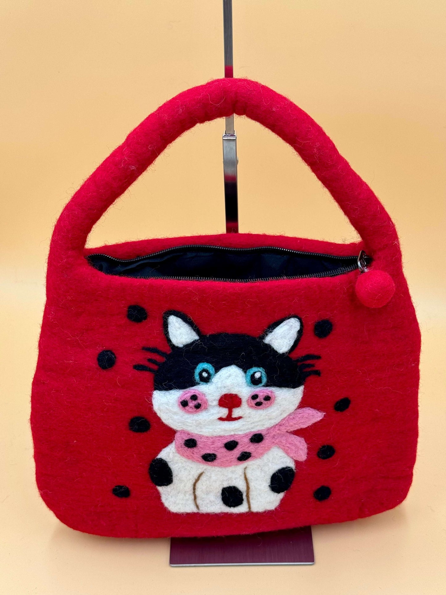 Handtasche Filztasche Size M Saddle Bag Katze - urbanchameleonberlin