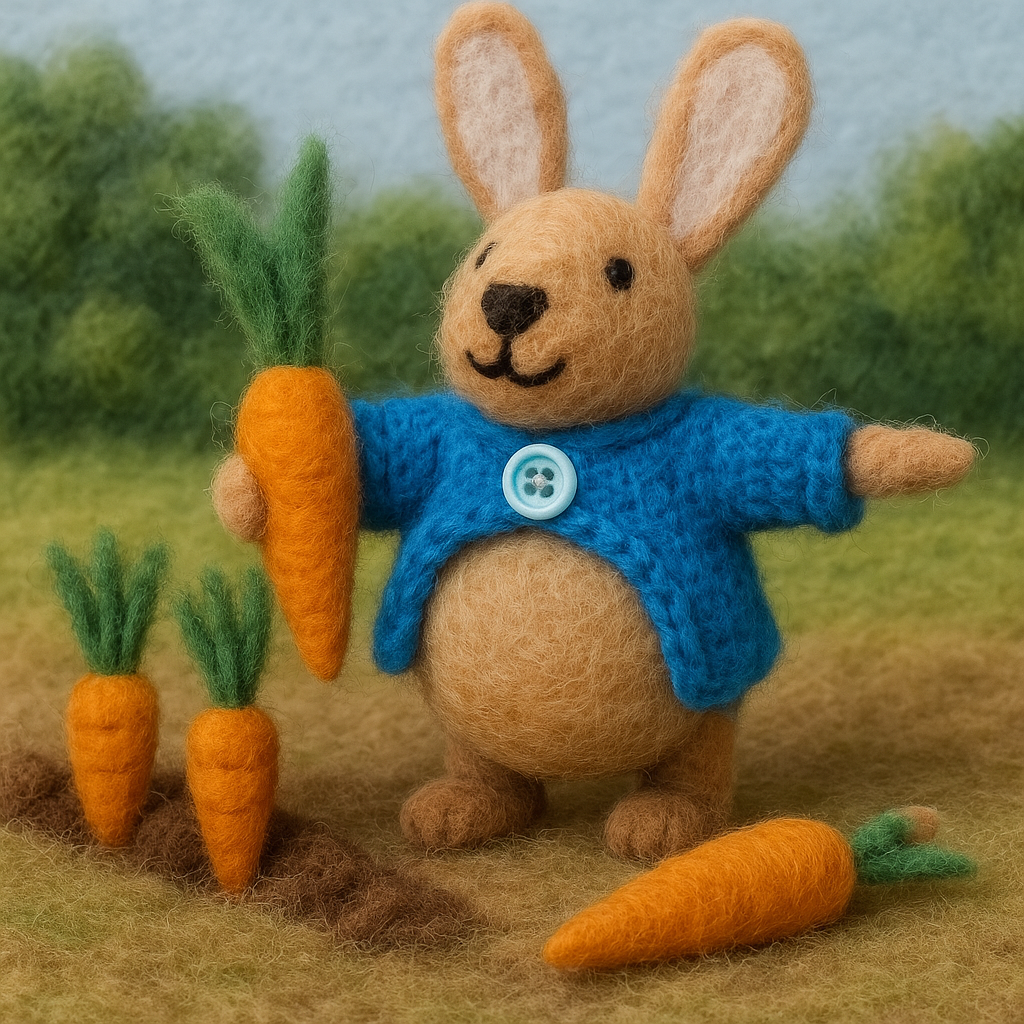 Filzanhänger Schlüsselanhänger Hase mit Karotte
