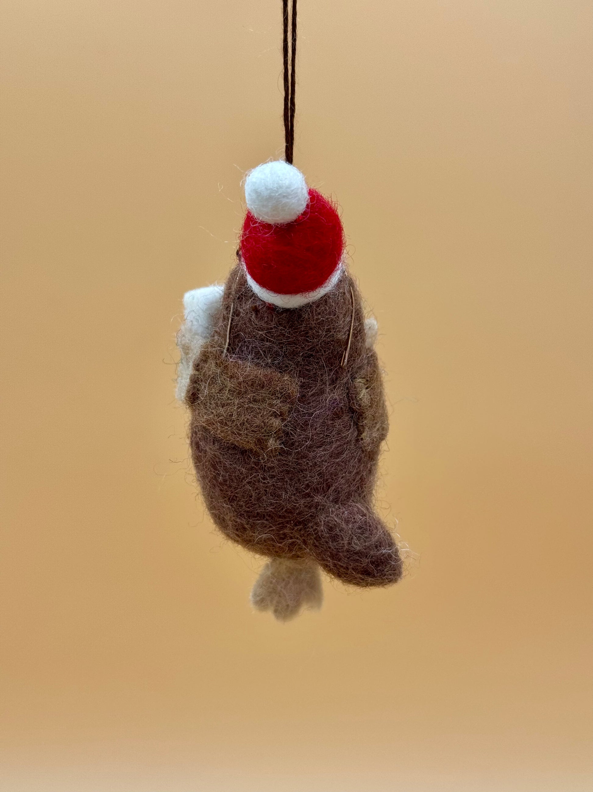 Filzanhänger Schlüsselanhänger Weihnachten Maulwurf mit Mütze und Brille