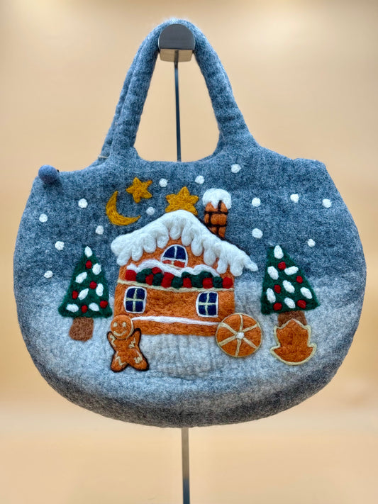 Handtasche Filztasche Size L Totes Bag Schnee Haus
