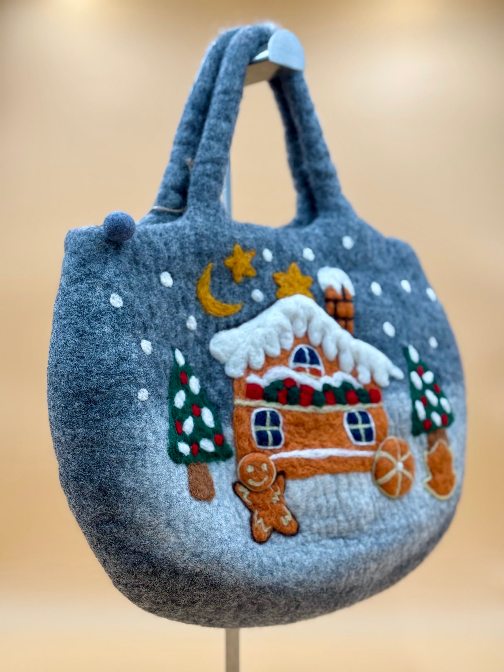 Handtasche Filztasche Size L Totes Bag Schnee Haus