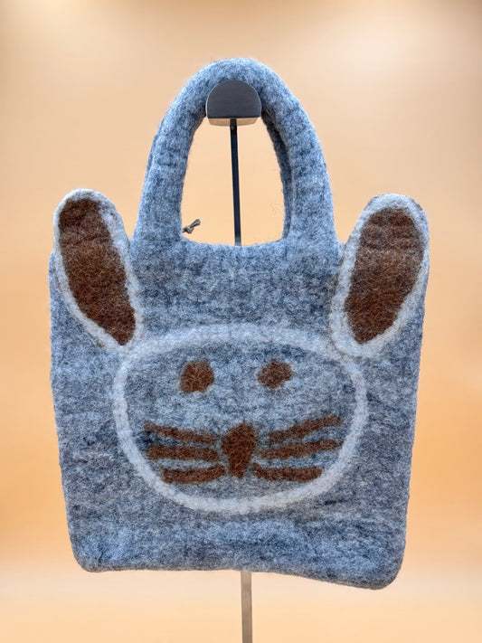 Handtasche Filztasche Size M Large Bag Katze grau