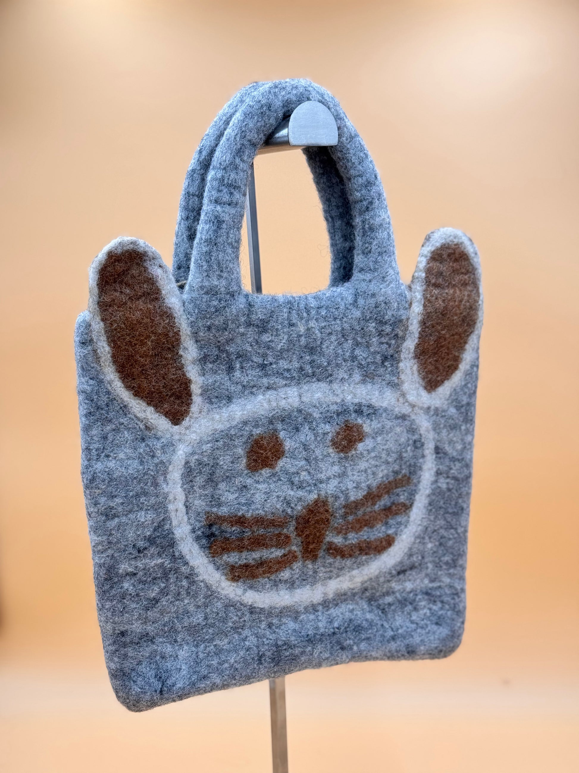 Handtasche Filztasche Size M Large Bag Katze grau