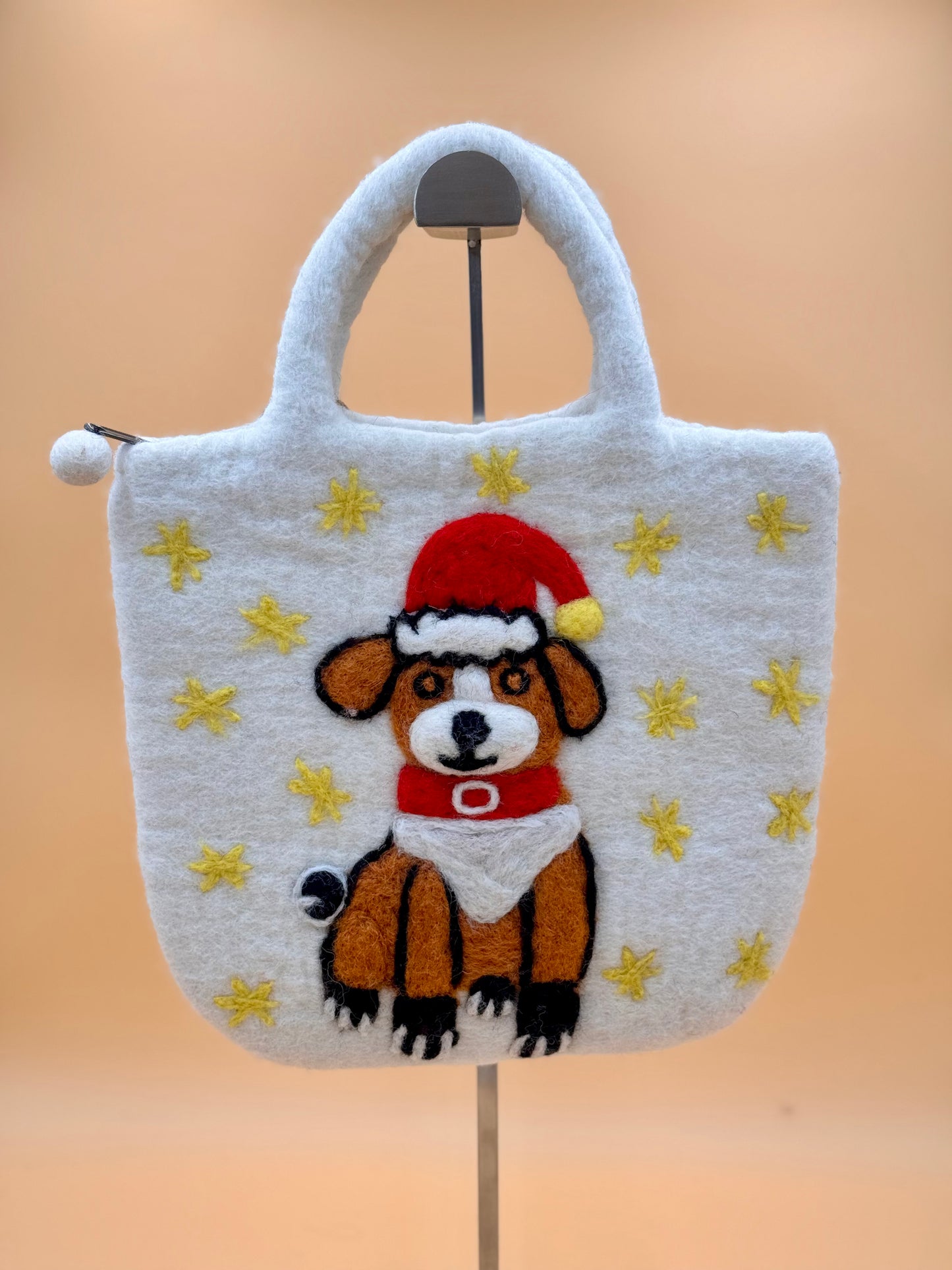 Handtasche Filztasche Size M Large Bag Weihnachten Hund weiß