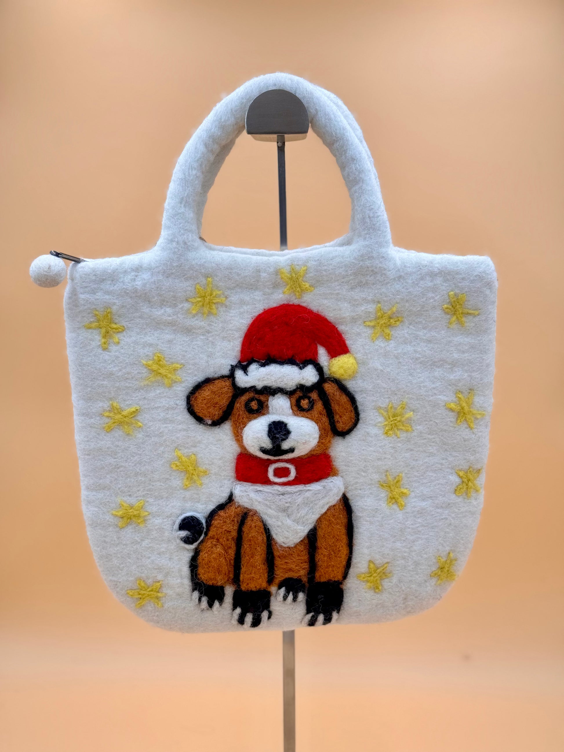 Handtasche Filztasche Size M Large Bag Weihnachten Hund weiß