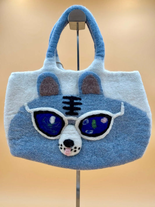 Handtasche Filztasche Size M Totes Bag Bär mit Brille