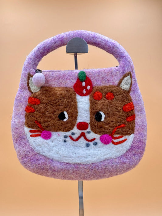 Handtasche Filztasche Size S Saddle Bag Katze