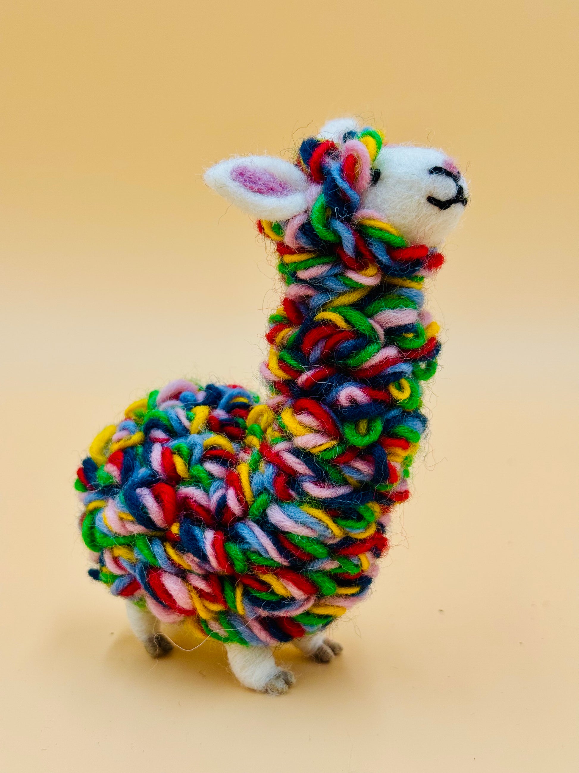 Filzfigur bunte Lama