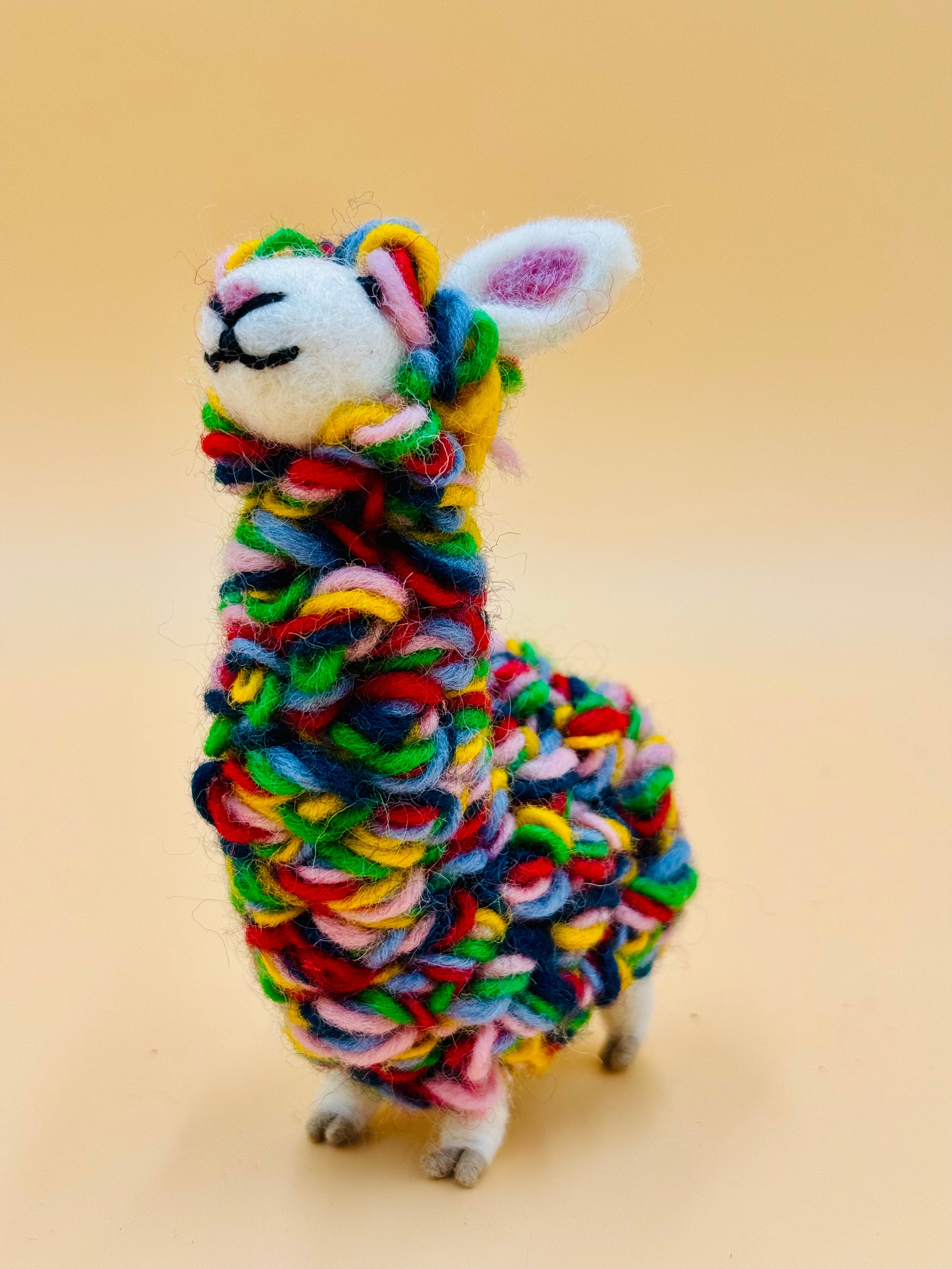 Filzfigur bunte Lama