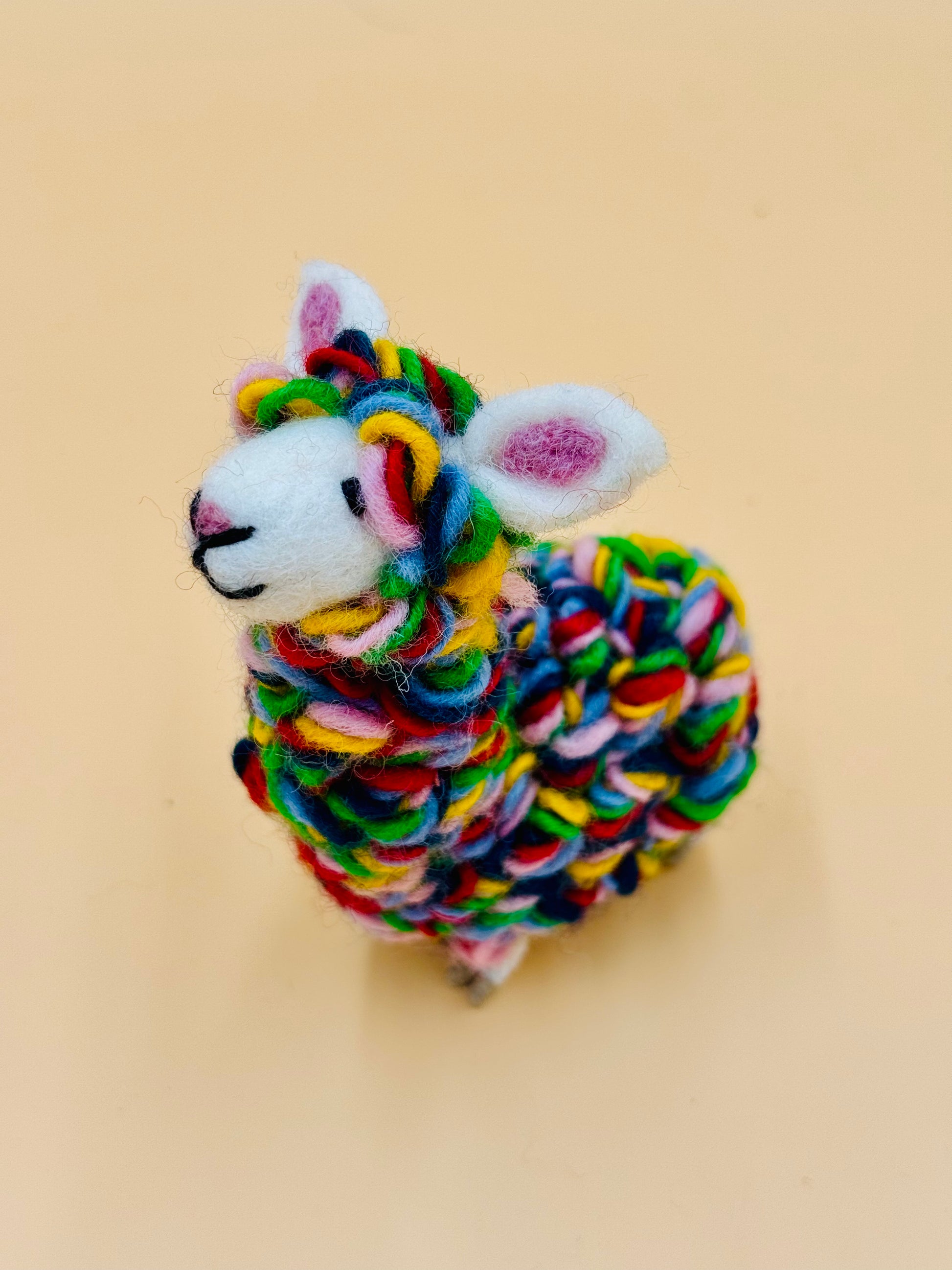 Filzfigur bunte Lama