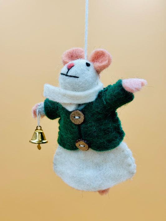 Filzanhänger Schlüsselanhänger große Maus mit Glöckchen 
