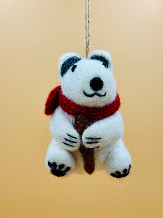 Filzanhänger Schlüsselanhänger Eisbär mit Brot