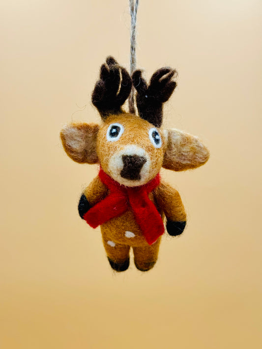 Filzanhänger Schlüsselanhänger Rentier braun