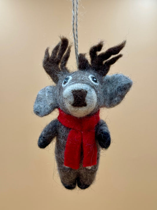 Filzanhänger Schlüsselanhänger Rentier grau