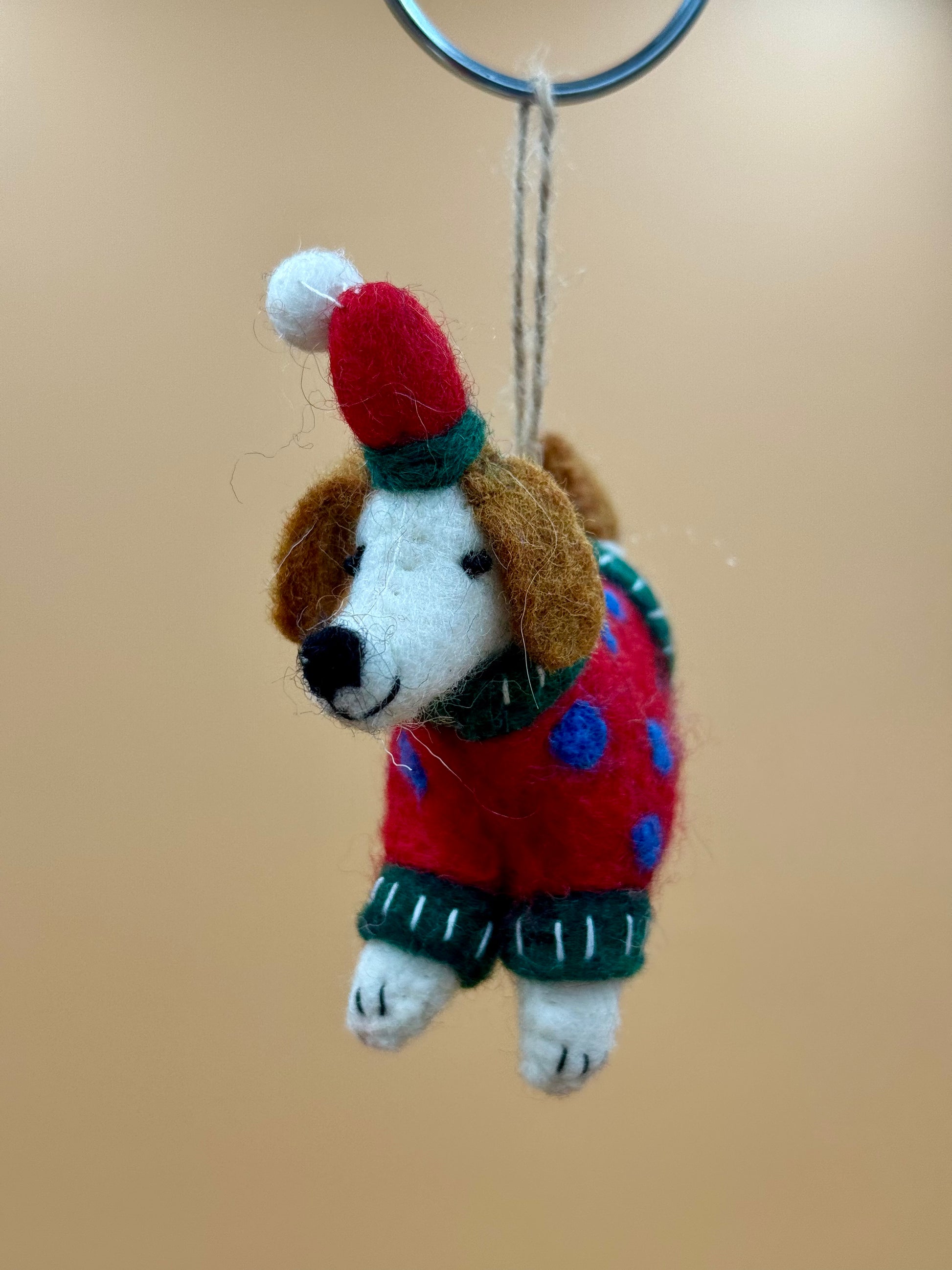 Filzanhänger Schlüsselanhänger Weihnachten Hündchen 