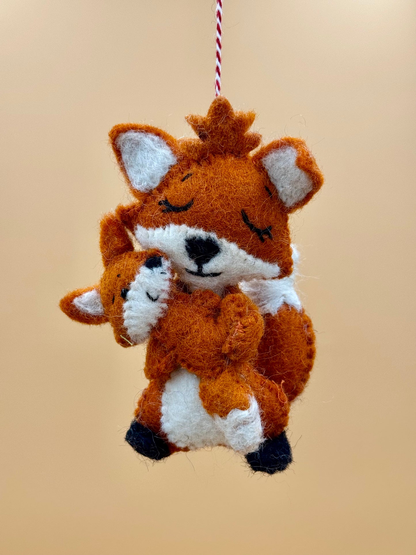 Filzanhänger Schlüsselanhänger Fuchs Mama mit Baby