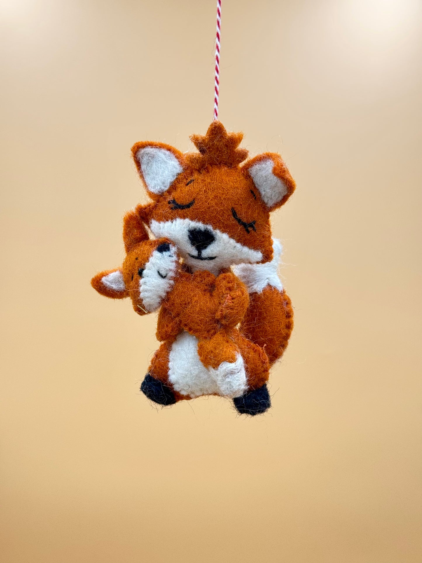 Filzanhänger Schlüsselanhänger Fuchs Mama mit Baby