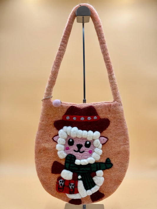 Schultertasche Size M Baguette Bag Schaf mit Hut - urbanchameleonberlin