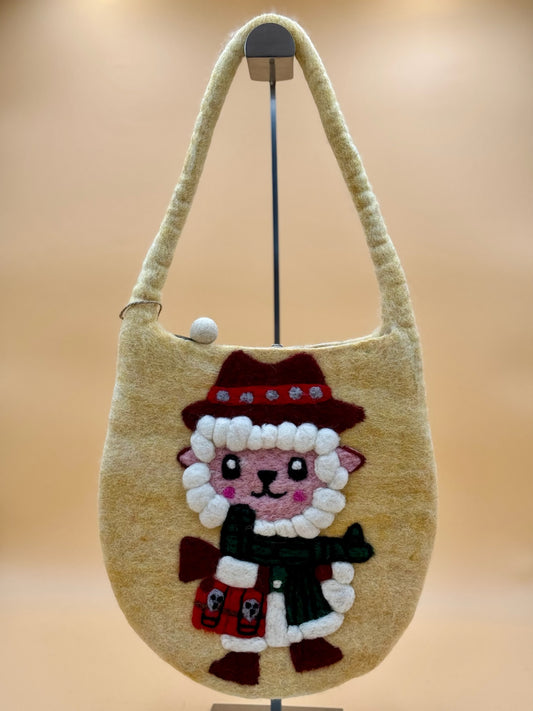 Schultertasche Size M Baguette Bag Schaf mit Hut - urbanchameleonberlin