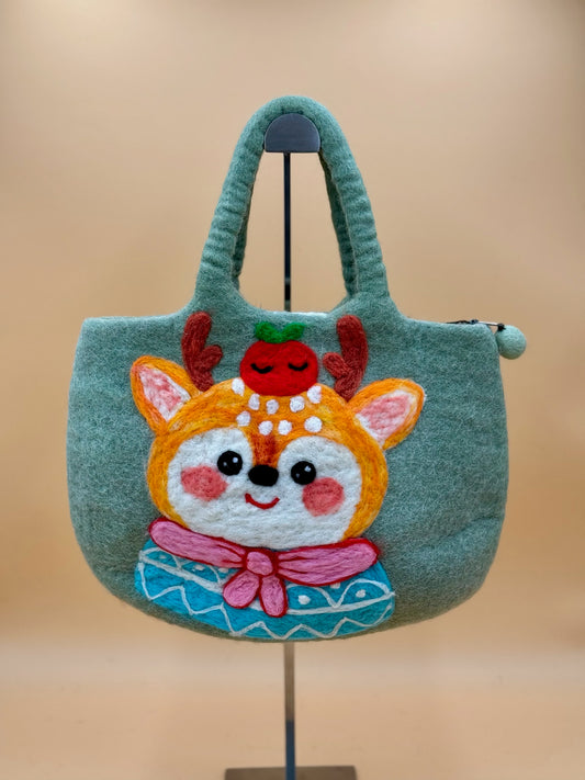 Handtasche Size M Totes Bag Hirsch mit Apfel - urbanchameleonberlin