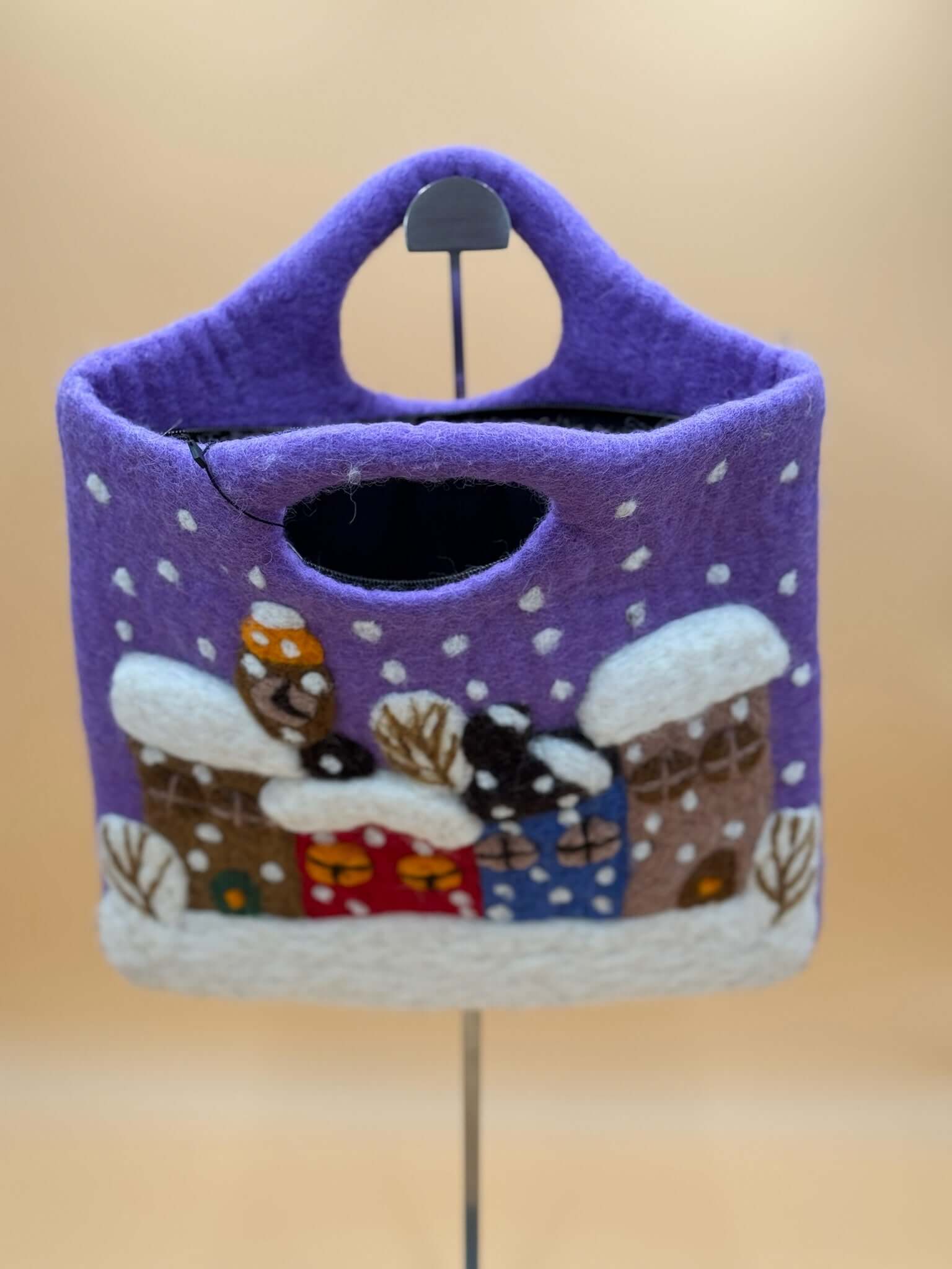 Handtasche Filztasche Size L Large Bag Schnee Häuse - urbanchameleonberlin