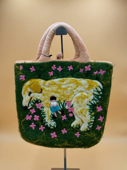 Handtasche Size L Large Bag Gold Retriever mit Junge - urbanchameleonberlin