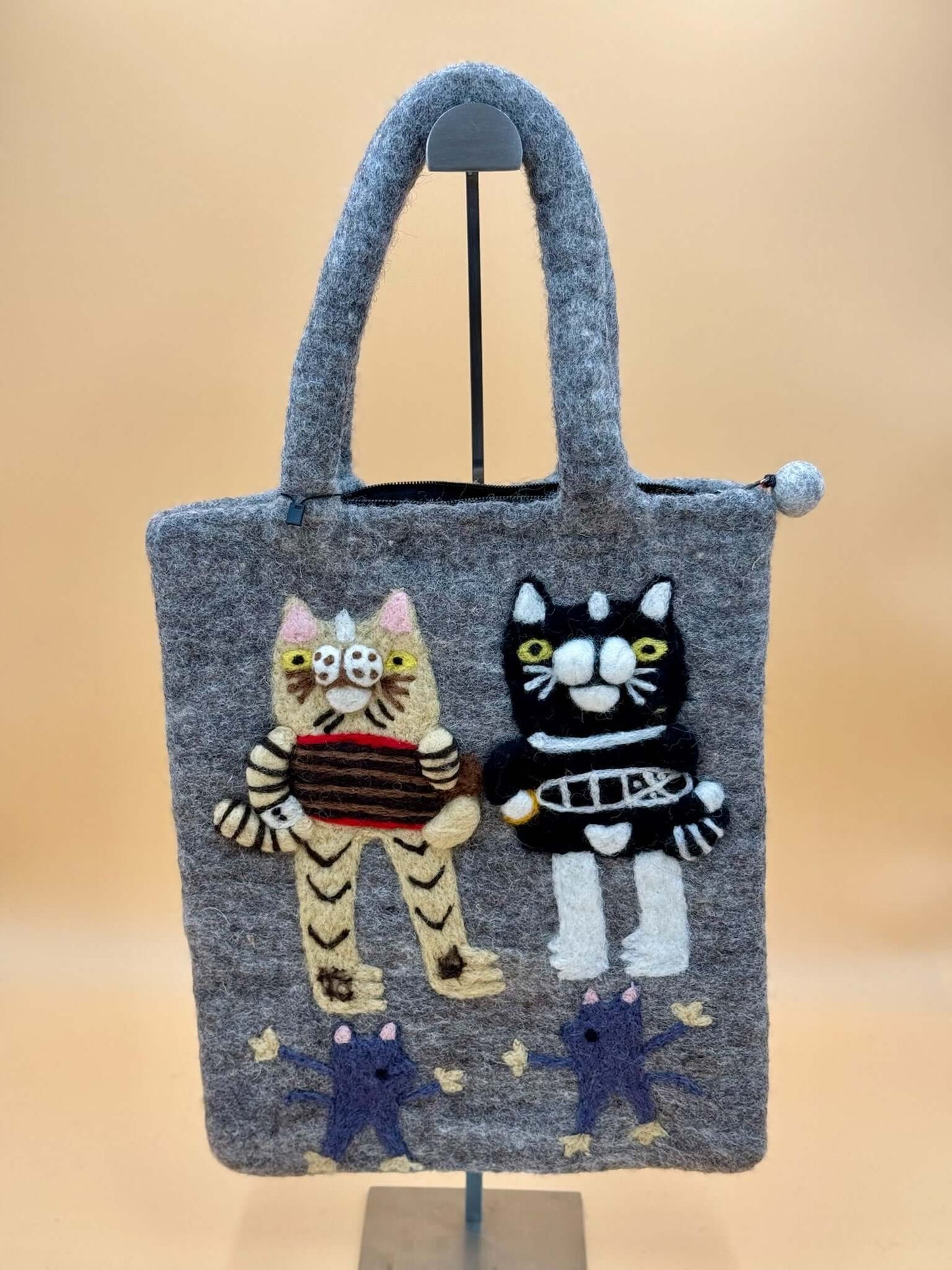 Handtasche Filztasche Size L Large Bag Katzen mit Mäuse - urbanchameleonberlin