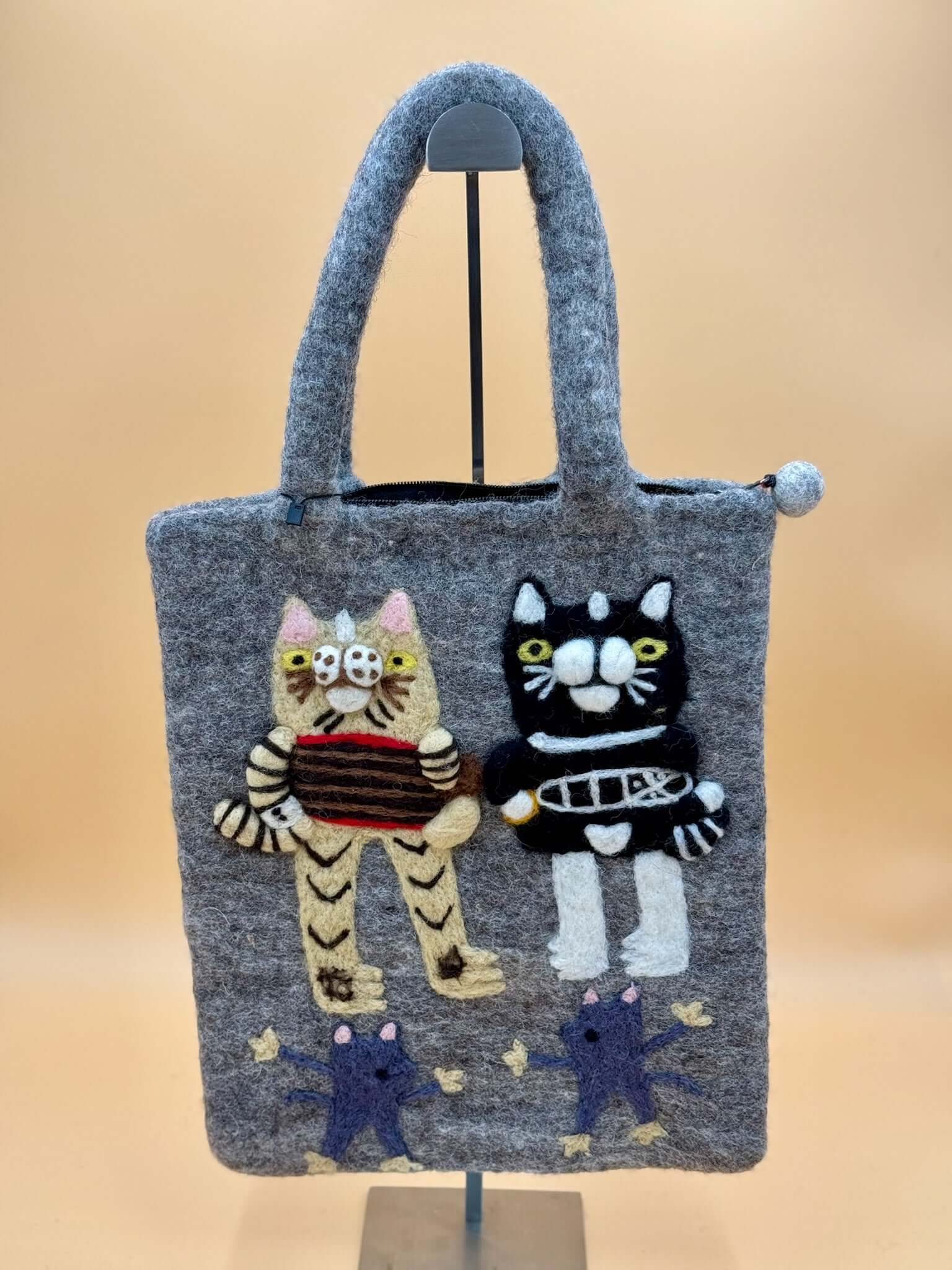 Handtasche Filztasche Size L Large Bag Katzen mit Mäuse - urbanchameleonberlin