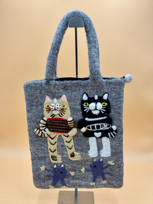 Handtasche Size L Large Bag Katzen mit Mäuse - urbanchameleonberlin