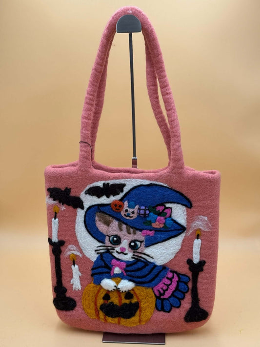 Schultertasche Filztasche Size L Shopper Zauberkatze - urbanchameleonberlin