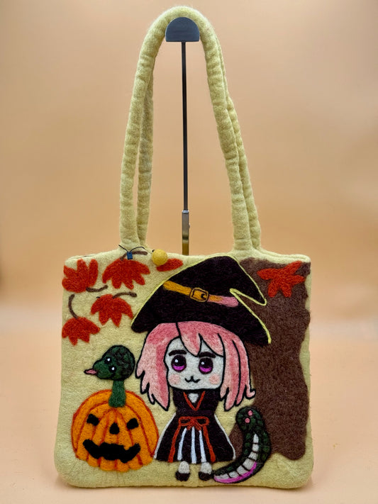 Schultertasche Size L Shopper Zaubermädchen mit Schlange - urbanchameleonberlin