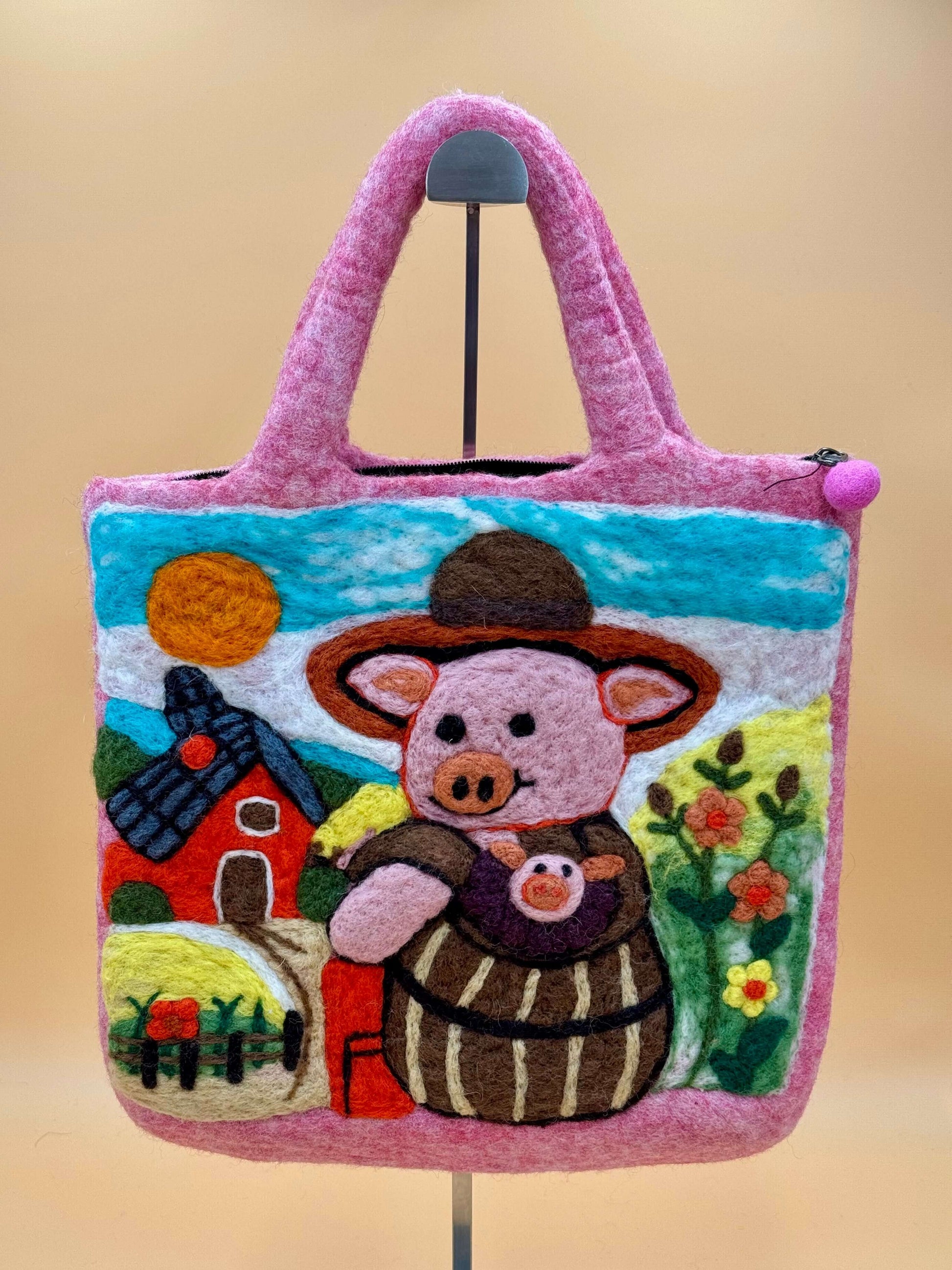 Handtasche Filztasche Size L Large Bag Schwein - urbanchameleonberlin