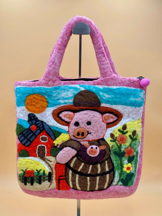Handtasche Filztasche Size L Large Bag Schwein - urbanchameleonberlin
