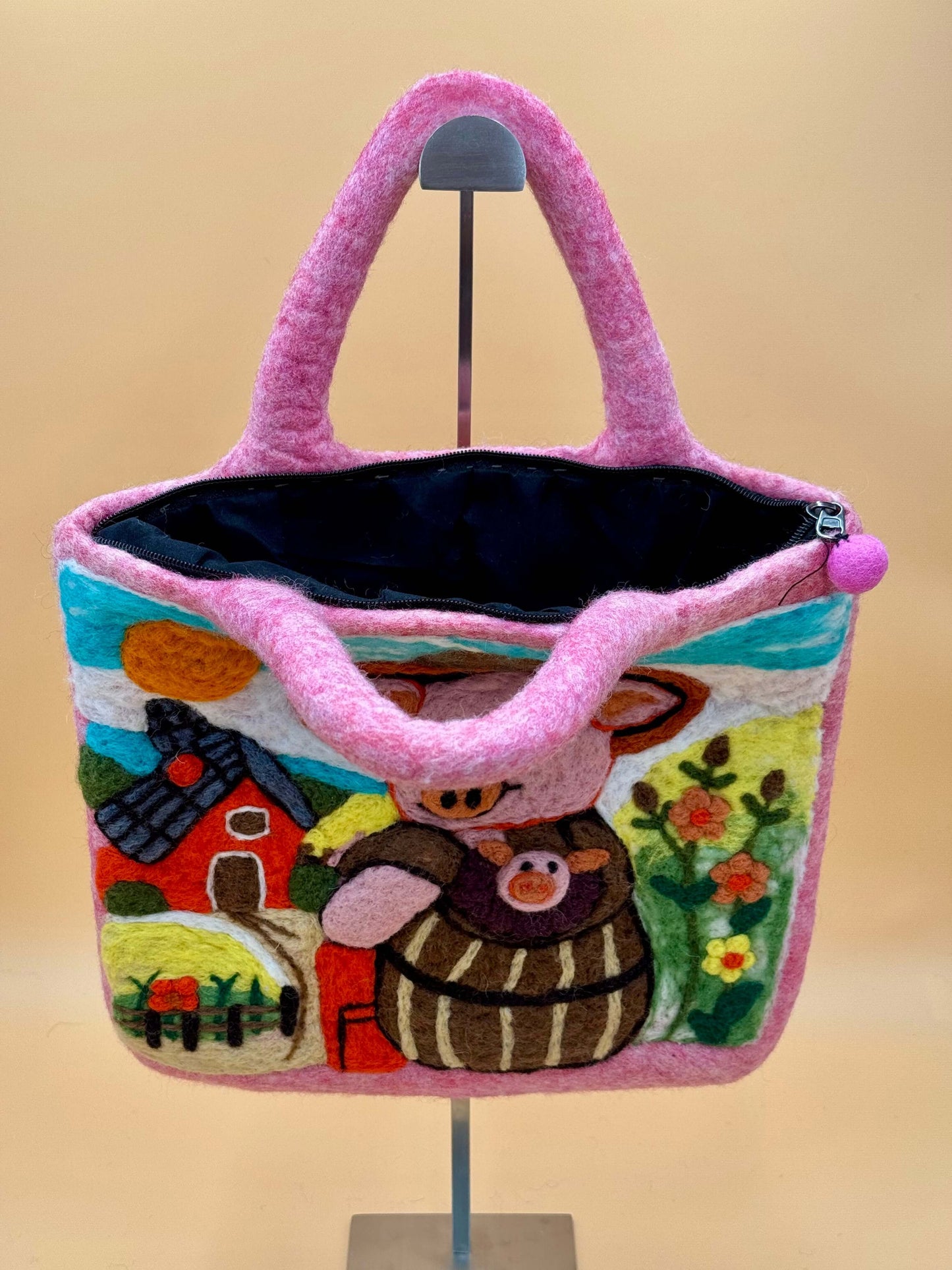 Handtasche Filztasche Size L Large Bag Schwein - urbanchameleonberlin